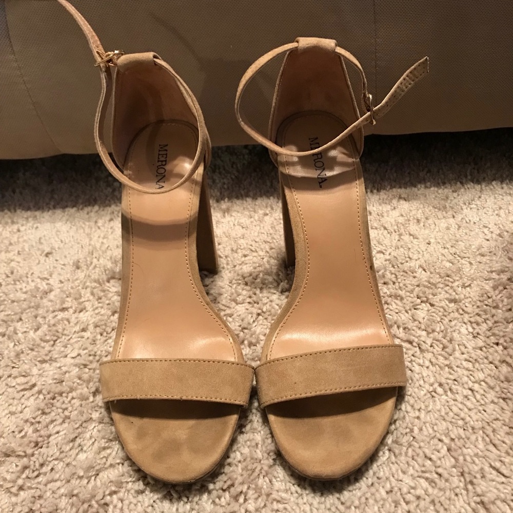 Merona Nude Suede Block Heels